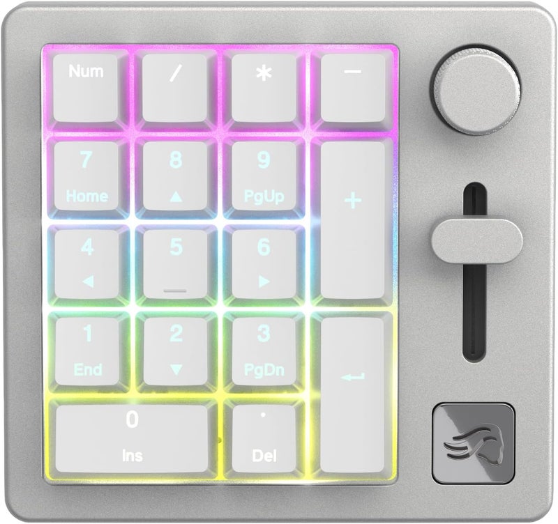 Glorious GMMK Mechanical Numpad- 10 Key USB Programmable Keypad - Hot Swappable, Volume Control, RGB Backlit, Wired & Wireless Bluetooth - Laptop & Keyboard Accessories- White - Image 2